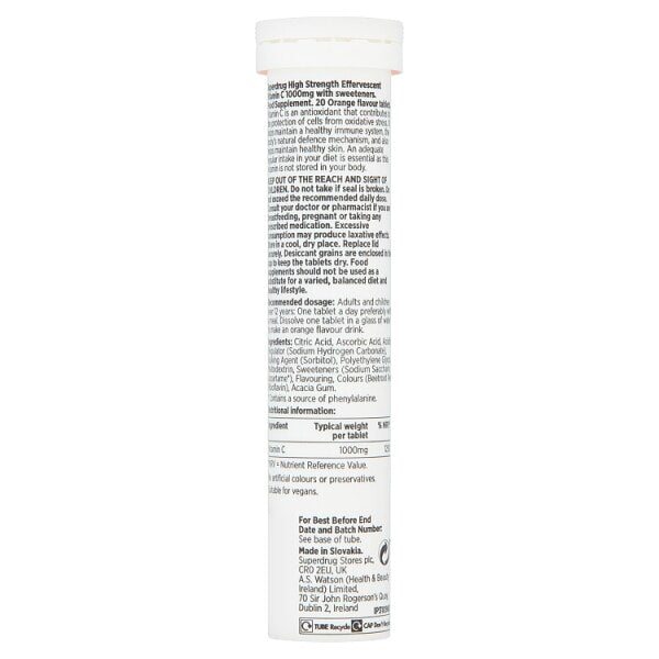 Superdrug Effervescent Vitamin C Orange 20s 1000mg GOODS Superdrug   