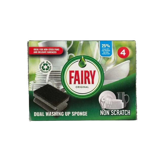 Fairy Original Dual Non Scratch Sponge Scourer   4 per pack