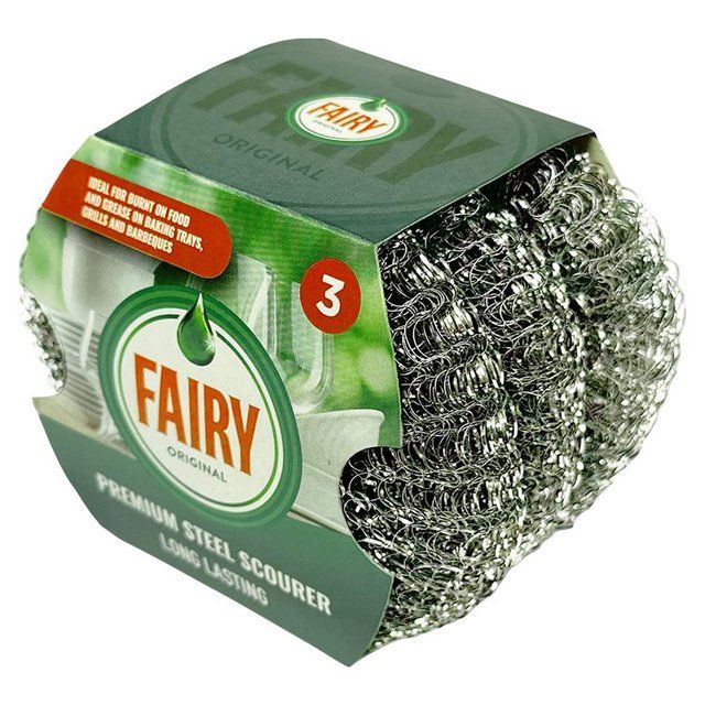 Fairy Original Premium Steel Wool Scourers   3 per pack