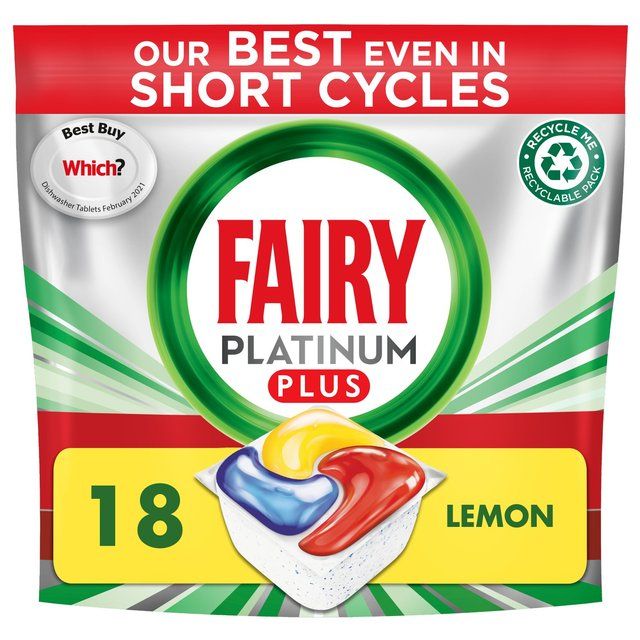 Fairy Platinum Plus Lemon Dishwasher Tablets   18 per pack