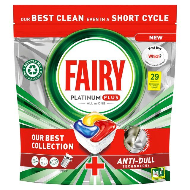 Fairy Platinum Plus Lemon Dishwasher Tablets   29 per pack