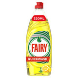 Fairy Platinum Quickwash Lemon Washing Up Liquid 520ml