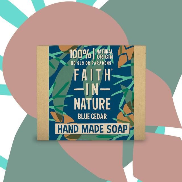 Faith in Nature Blue Cedar Pure Hand Made Soap Bar   100g