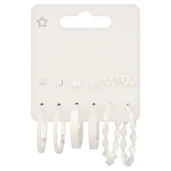 Superdrug Silver Tone 6 Pack Hoop & Stud Mix GOODS Superdrug   