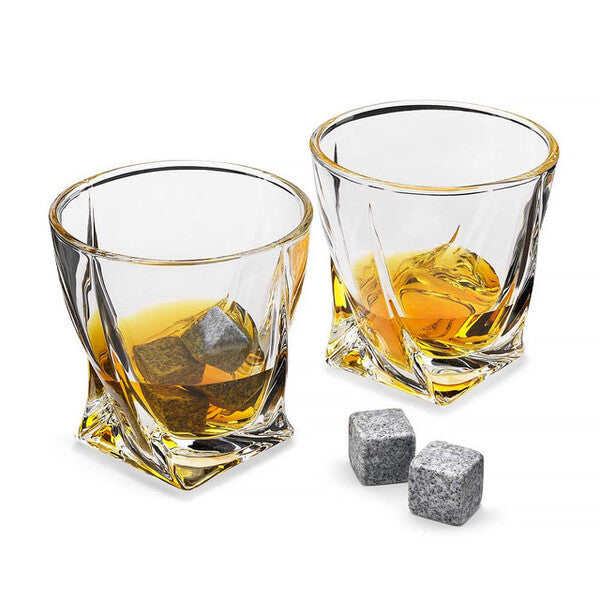 Twisted Glass set of 2 with Ice Stones GOODS Superdrug   