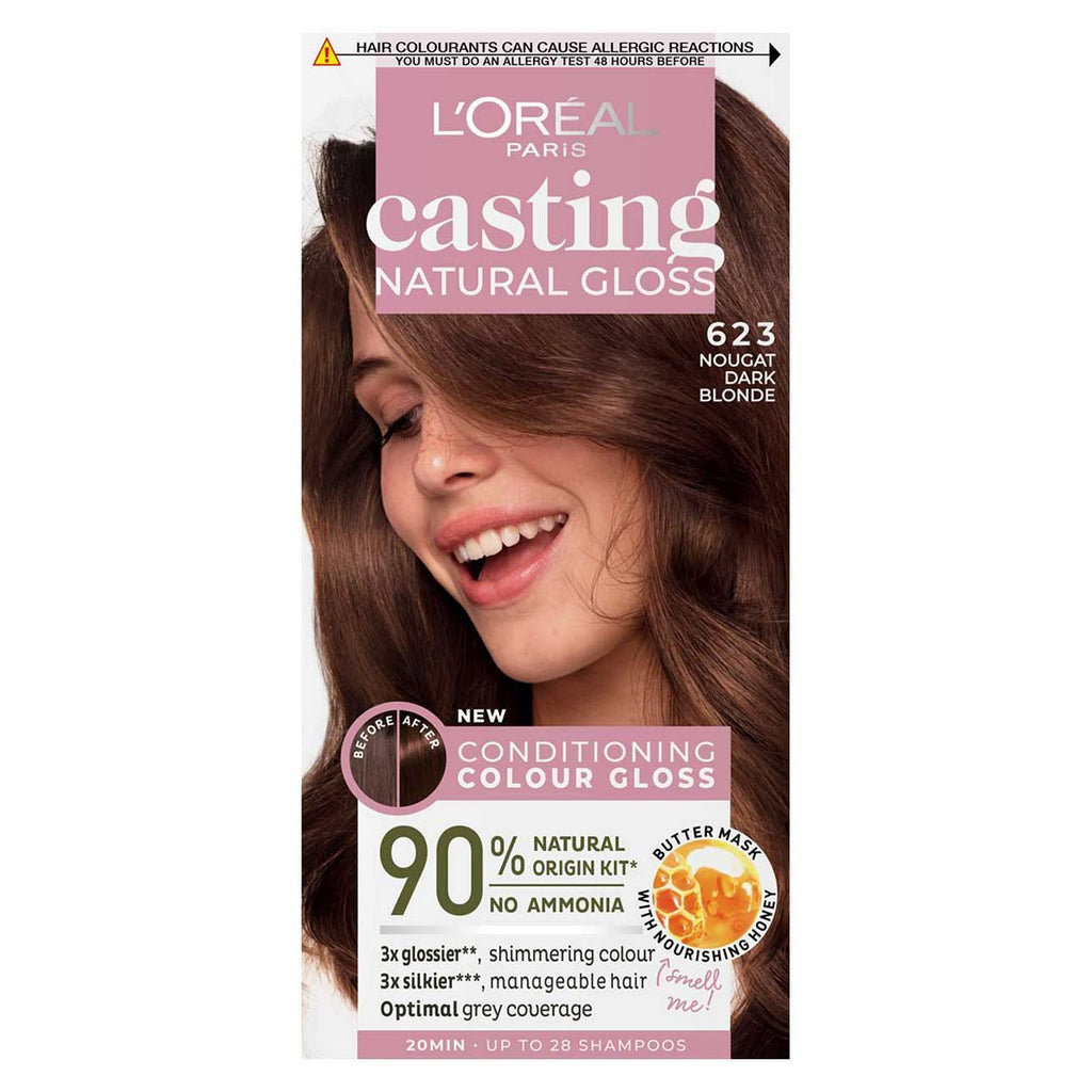 L’Oréal Paris Casting Natural Gloss Semi-Permanent Hair Dye, Ammonia Free, 6.23 Nougat Dark Blonde