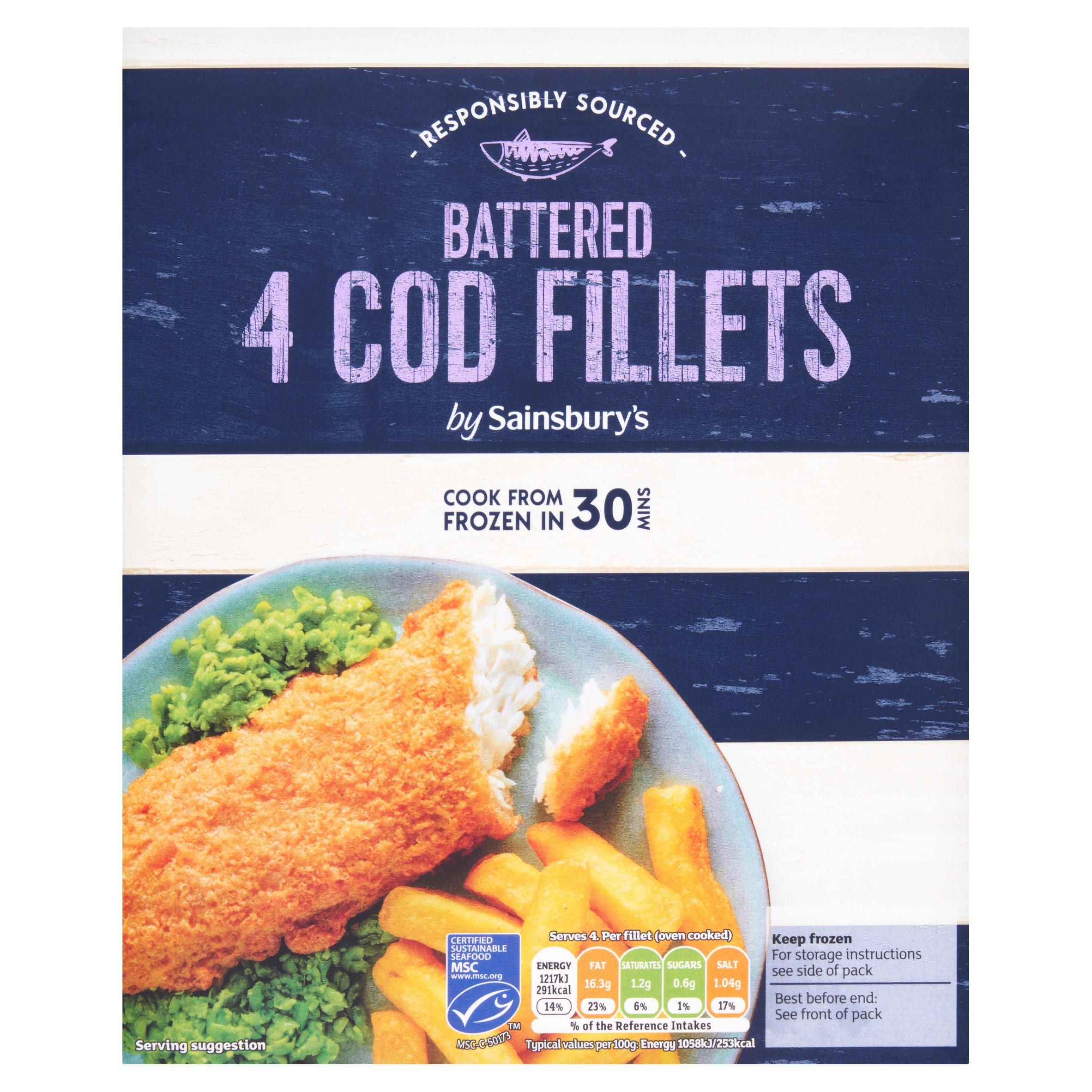 Sainsbury's Battered Cod x4 500g GOODS Sainsburys   