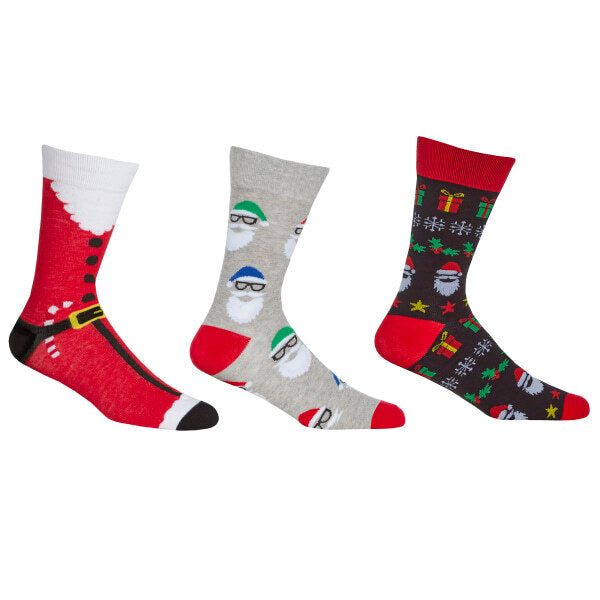 Mens Cotton Rich Novelty Festive Socks (Pack Of 3) (UK 6-11)