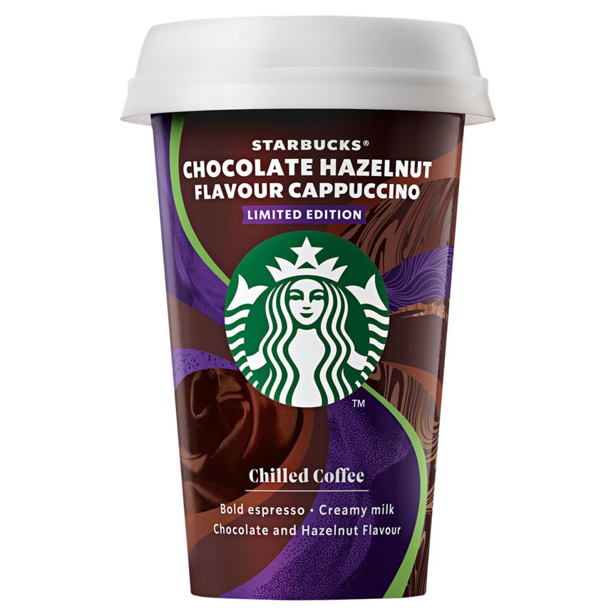 Starbucks Limited Edition Chocolate Hazelnut Flavour Cappuccino Chilled Coffee 220ml GOODS ASDA   