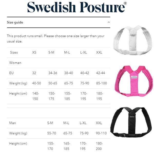 Swedish Posture Flexi Posture Brace for Adults - Black S-M