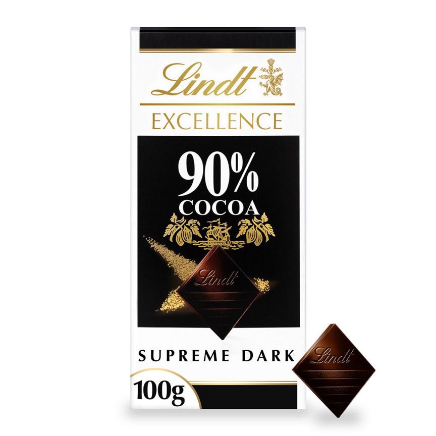 Lindt Excellence Intense Dark 90% Cocoa Chocolate Bar 100g GOODS ASDA   