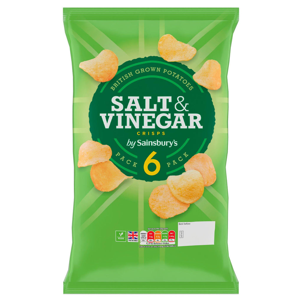 Sainsbury's Salt & Vinegar Multipack Crisps 6x25g