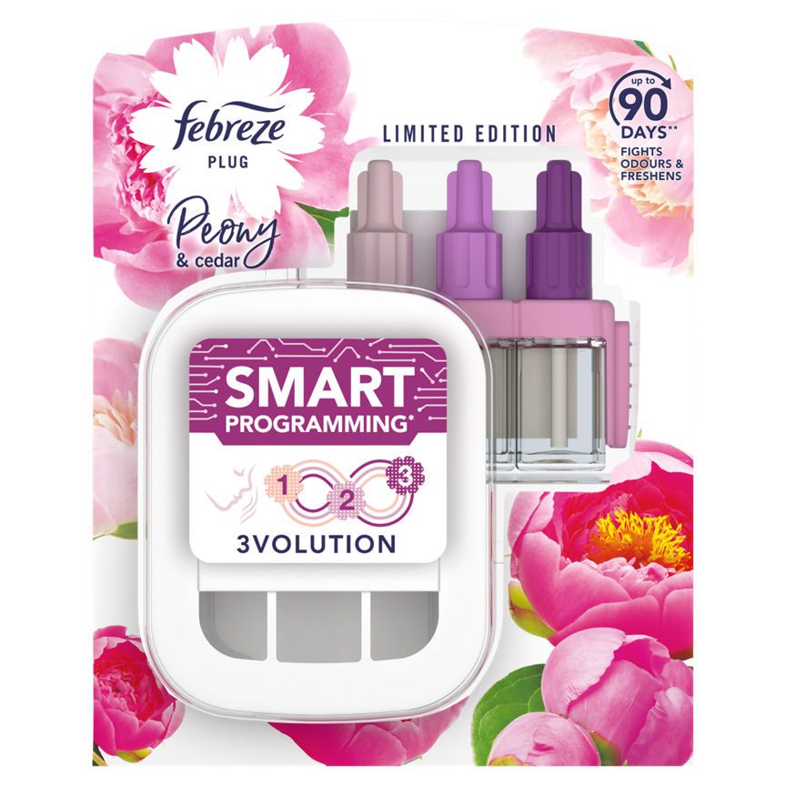 Febreze 3Volution Smart Programming Air Freshener Plug-In Starter Kit Peony & Cedar