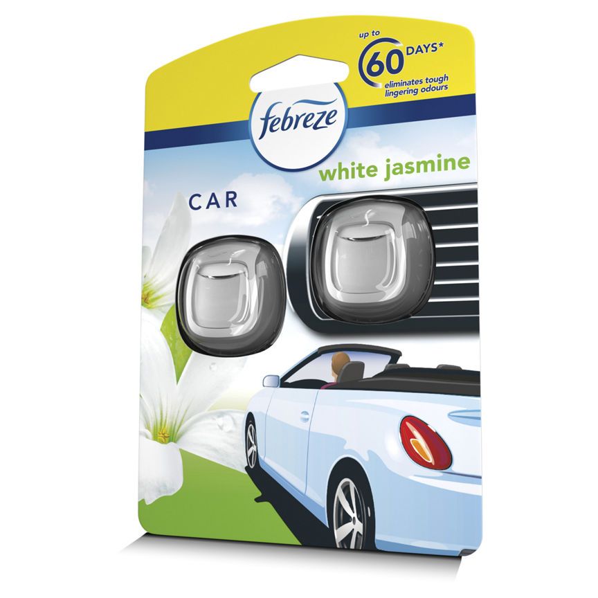 Febreze Air Freshener Car Starter Kit White Jasmine 2 Unit