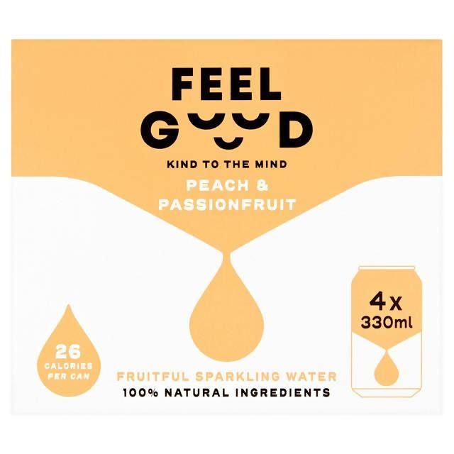 Feel Good Peach & Passionfruit Fruitful Sparkling Water 4x330ml