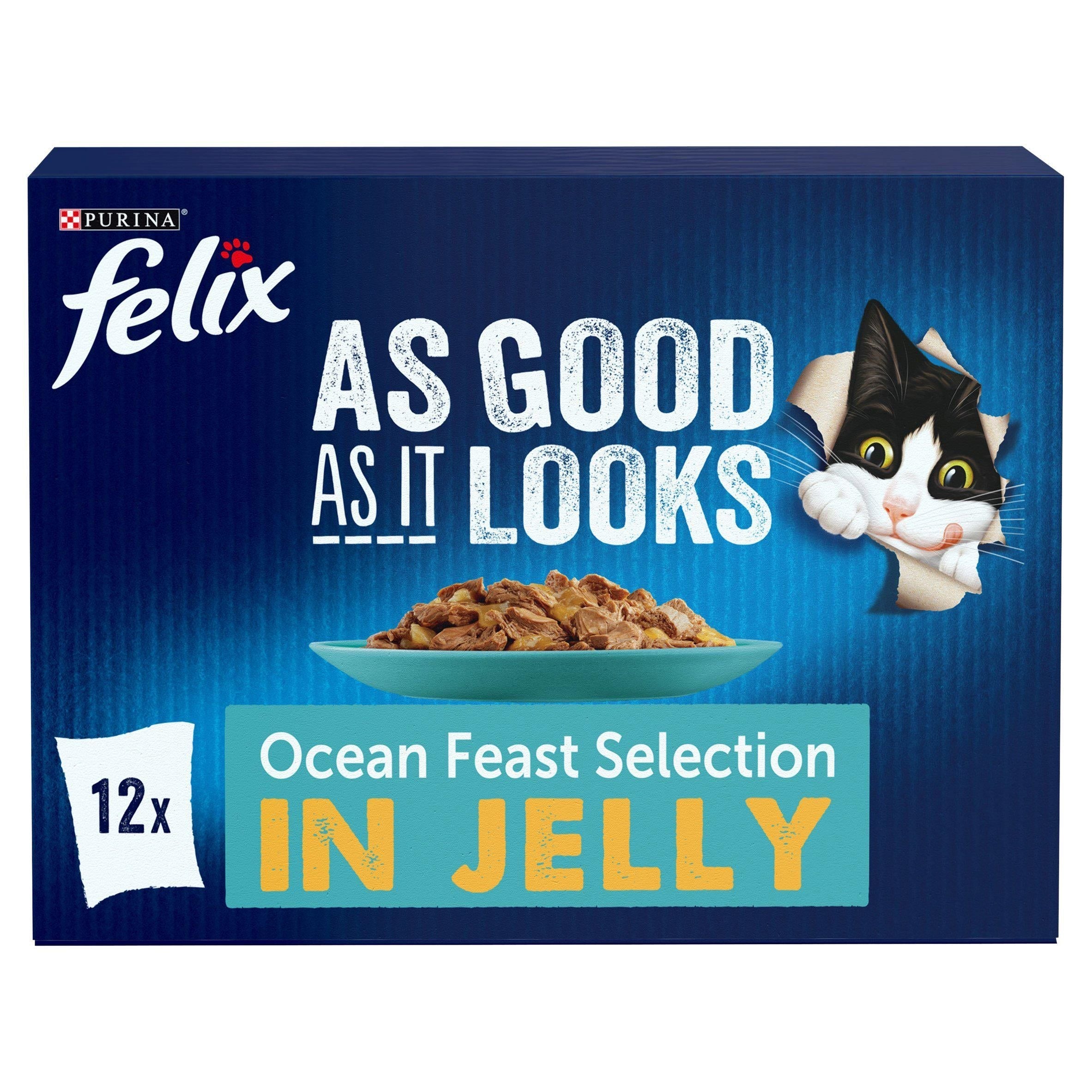 Felix As Good As It Looks Cat Food Ocean Feasts In Jelly 12x100g