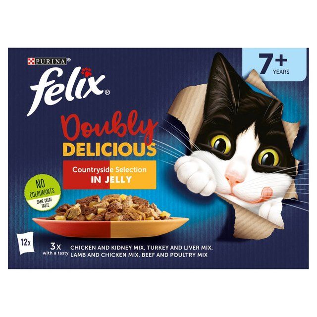 Felix Doubly Delicious 7+ Meaty Selection in Jelly Wet Cat Food   12 x 85g