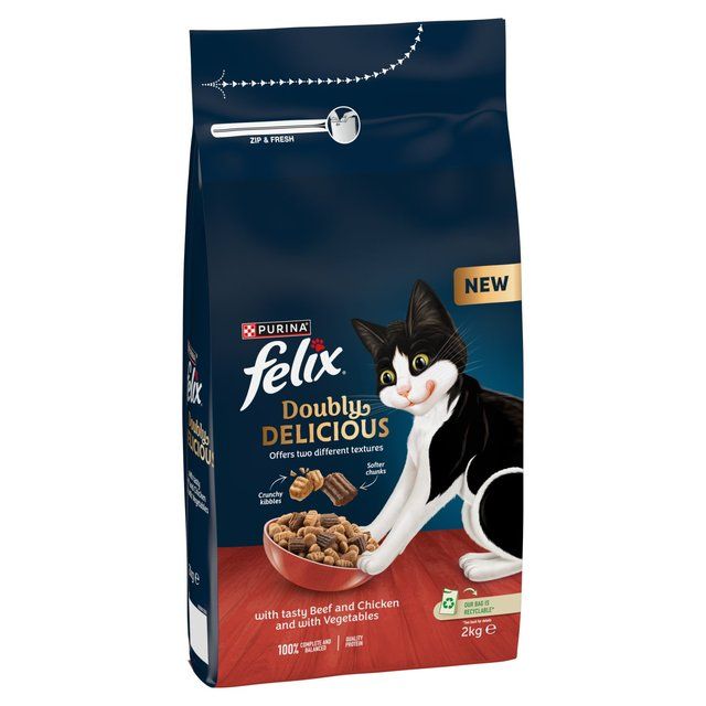 Felix Doubly Delicious Beef Chicken &amp;amp; Vegetables Dry Cat Food   2kg