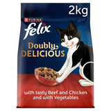 Felix Doubly Delicious Beef Chicken &amp;amp; Vegetables Dry Cat Food   2kg