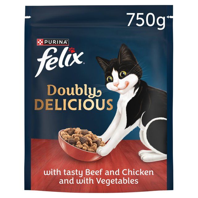 Felix Doubly Delicious Beef Chicken &amp;amp; Vegetables Dry Cat Food   750g