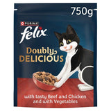 Felix Doubly Delicious Beef Chicken &amp;amp; Vegetables Dry Cat Food   750g