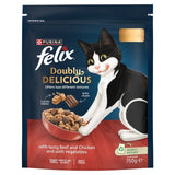 Felix Doubly Delicious Beef Chicken &amp;amp; Vegetables Dry Cat Food   750g