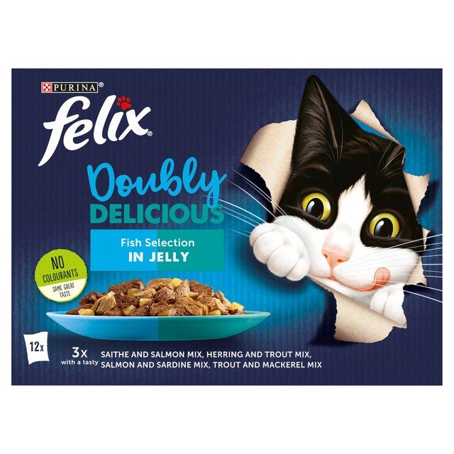 Felix Doubly Delicious Fish Selection in Jelly Wet Cat Food   12 x 100g