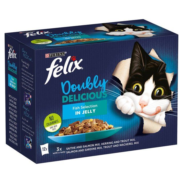 Felix Doubly Delicious Fish Selection in Jelly Wet Cat Food   12 x 100g