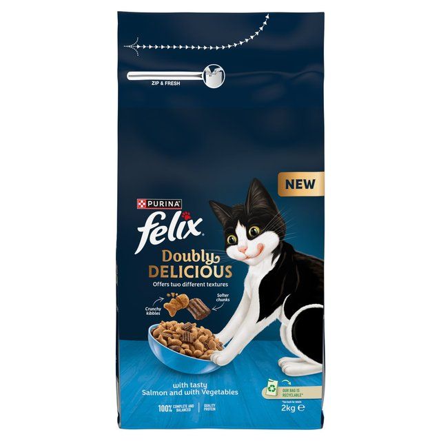 Felix Doubly Delicious Salmon &amp;amp; Vegetables Dry Cat Food   2kg