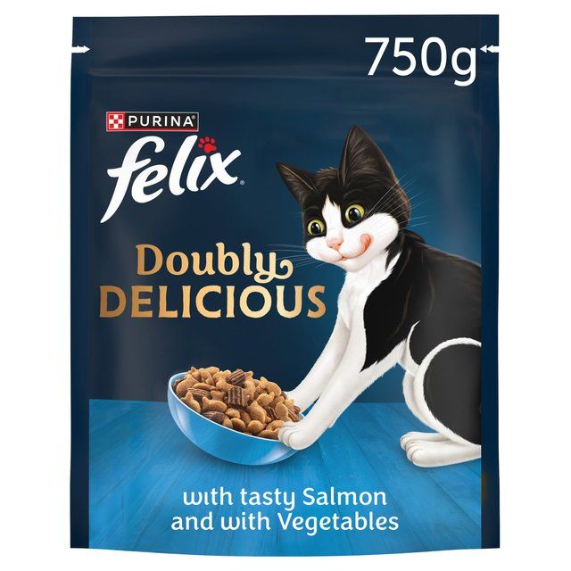 Felix Doubly Delicious Salmon &amp;amp; Vegetables Dry Cat Food   750g