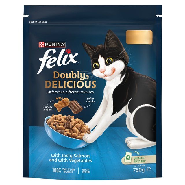 Felix Doubly Delicious Salmon &amp;amp; Vegetables Dry Cat Food   750g