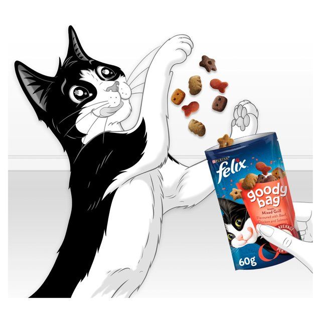 Felix Goody Bag Mixed Grill Beef Chicken &amp;amp; Salmon Cat Treats   60g