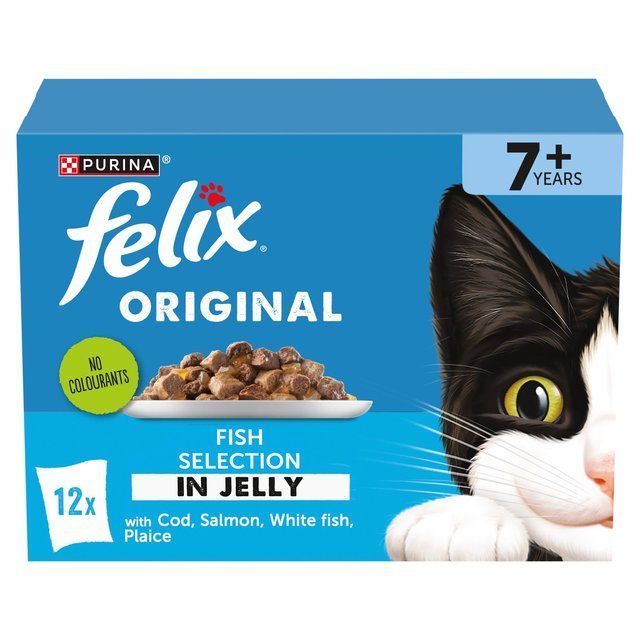 Felix Original Cat Food Senior 7+ Fish Selection in Jelly Wet Cat Food   12 x 85g