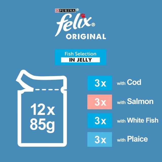 Felix Original Cat Food Senior 7+ Fish Selection in Jelly Wet Cat Food   12 x 85g