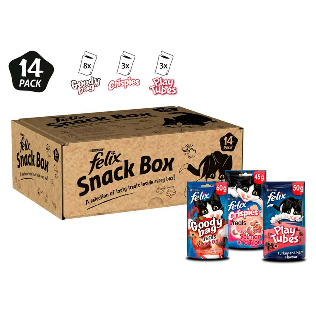 Felix Snack Box Cat Treats in 10 Variations, 765g (Pack of 14)