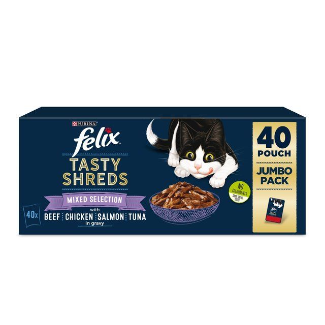 Felix Tasty Shreds Mixed Selection in Gravy Wet Cat Food    40 x 80g