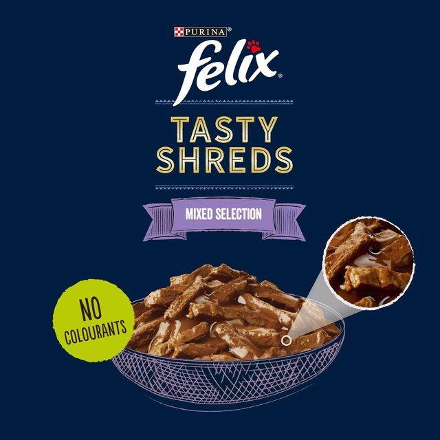 Felix Tasty Shreds Mixed Selection in Gravy Wet Cat Food    40 x 80g