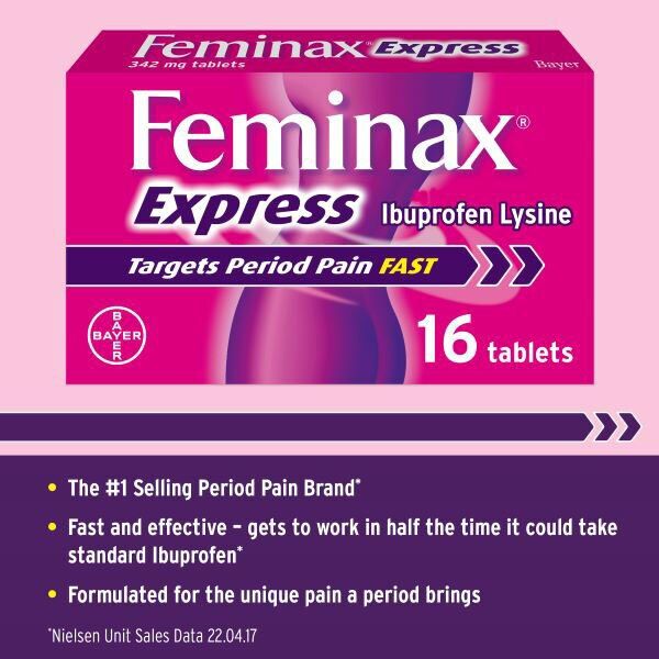 Feminax Express Period Pain &amp;amp; Cramps 16 Tablets