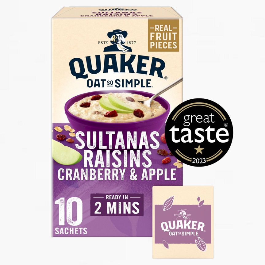 Quaker Oat So Simple Sultanas & Raisins Porridge 10 Pack Cereals ASDA   