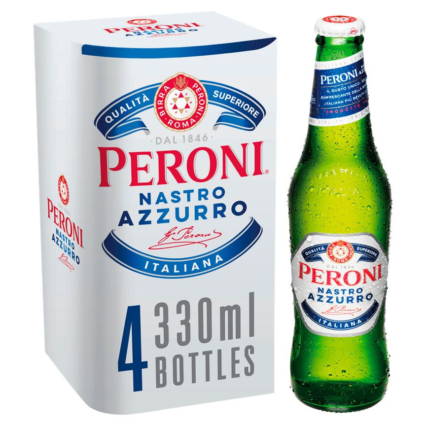 Peroni Nastro Azzurro Lager Beer Bottle 4 Pack