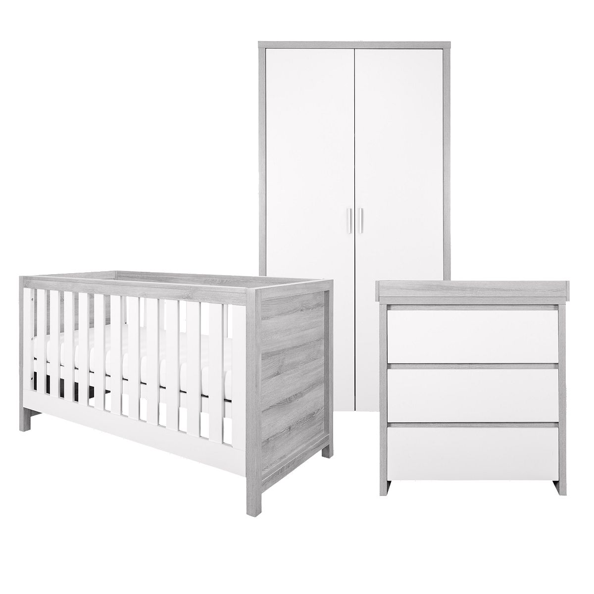 Tutti Bambini Modena 3 Piece Room Set (Cot Bed, Changer, Wardrobe) - White/Grey GOODS Boots   