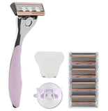 FFS Beauty Shaving Set &amp;ndash; Premium Bubblegum Razor + 4 Blades Blossom