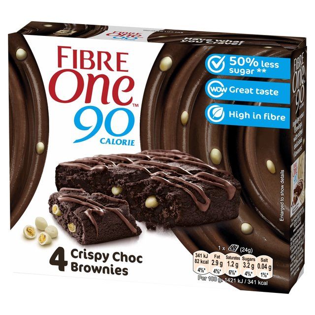 Fibre One 90 Calorie Crispy Choc Brownies   4 x 24g