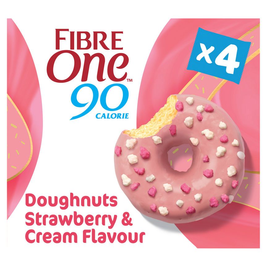 Fibre One 90 Calorie Doughnuts Strawberry &amp;amp; Cream Flavour 4x