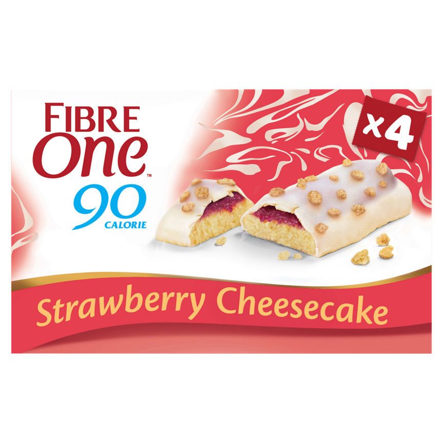 Fibre One 90 Calorie Strawberry Flavour Cheesecake Bars 4x