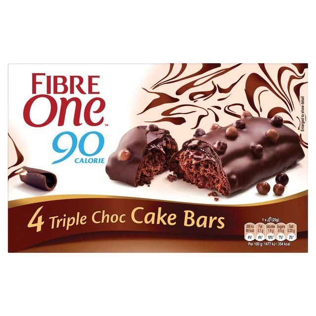 Fibre One 90 Calorie Triple Choc Cake Bars   4 x 25g