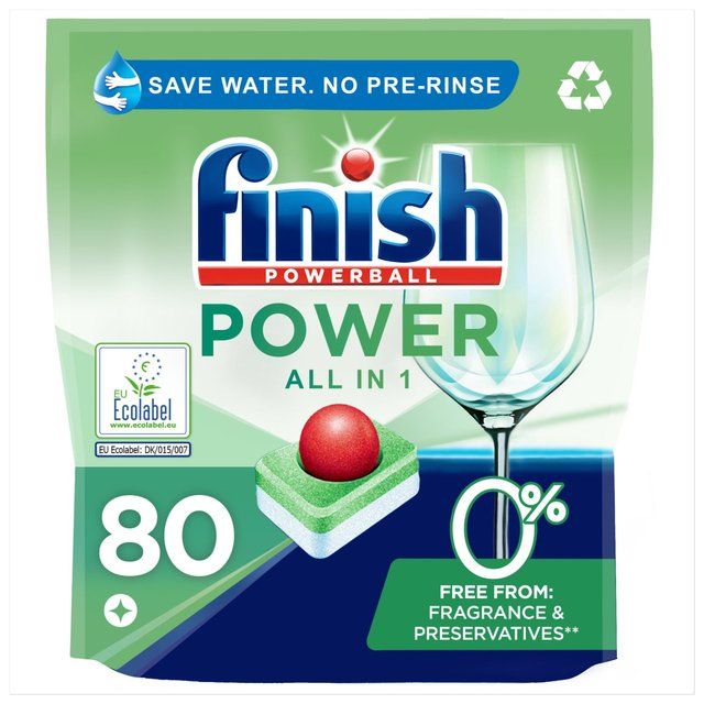 Finish Power 0% Recyclable Dishwasher Tablets   80 per pack