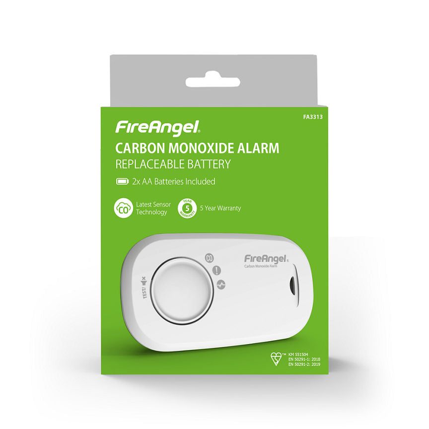 Fire Angel Carbon Monoxide Alarm with 1 Year Replaceable Batteries