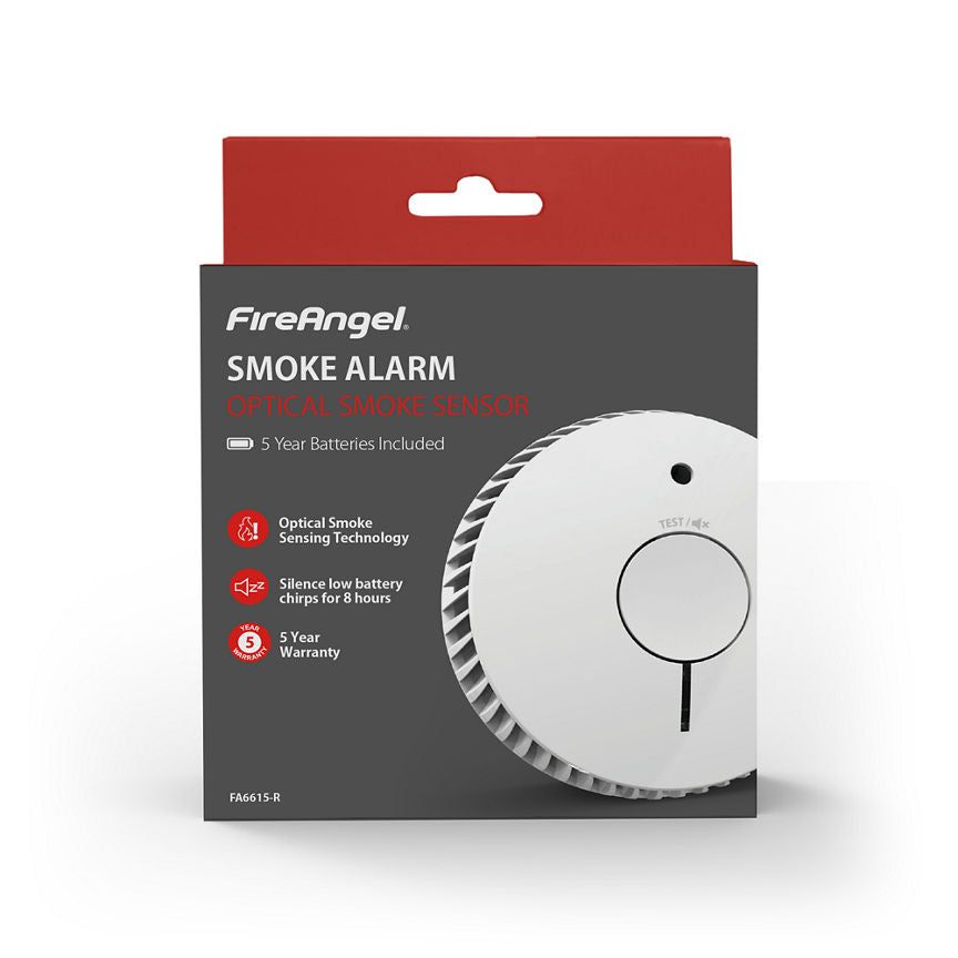 Fire Angel Optical Smoke Alarm with 5 Year Replaceable Batteries