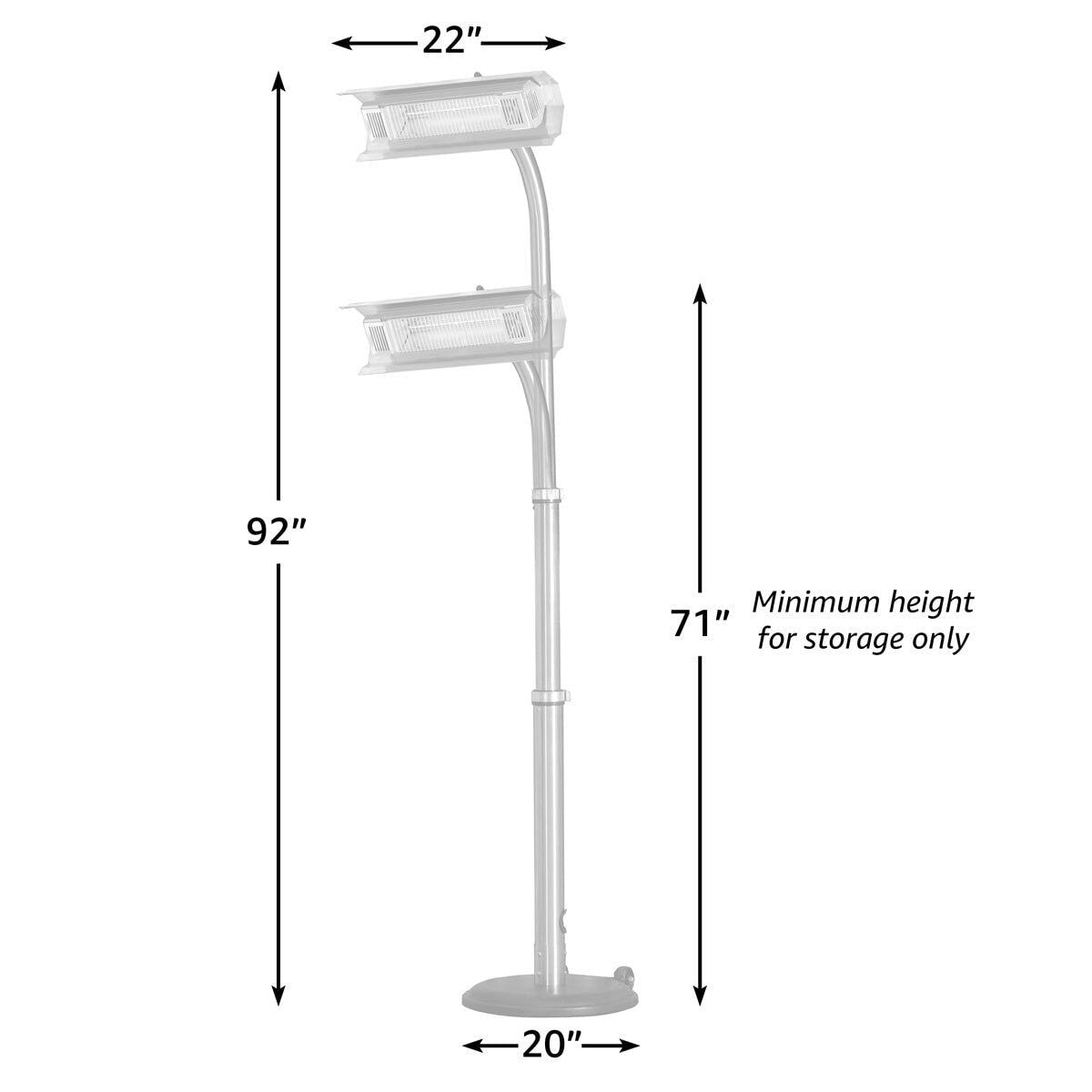 FireSense Stainless Steel 2.3m (93&amp;quot;) Telescoping Offset Pole Mounted Infrared Patio Heater